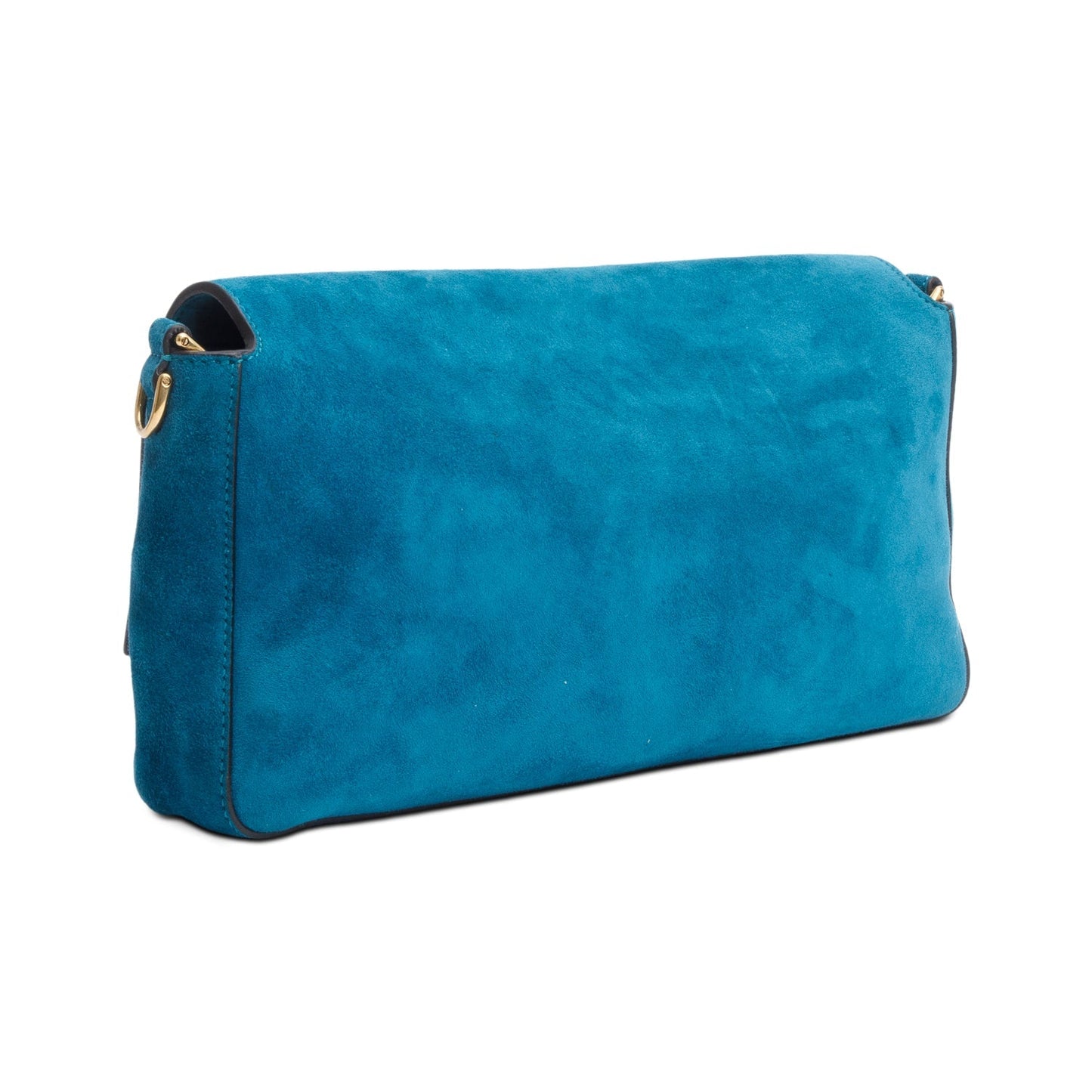 Fendi Blue Suede Large Baguette Shoulder Bag