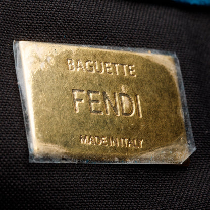 Fendi Blue Suede Large Baguette Shoulder Bag