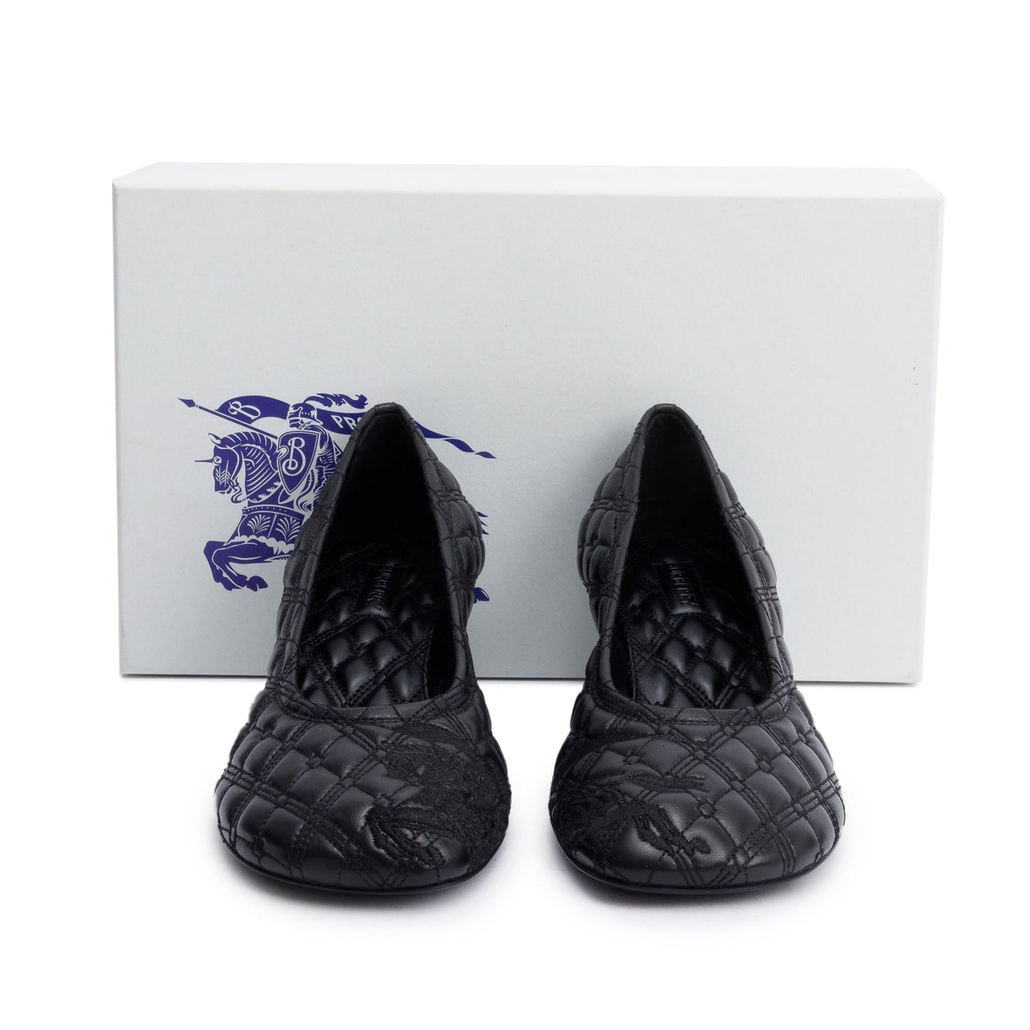 Burberry Black Quilted Nappa Leather Baby Pumps, Size 37.5