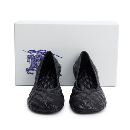 Burberry Black Quilted Nappa Leather Baby Pumps, Size 37.5