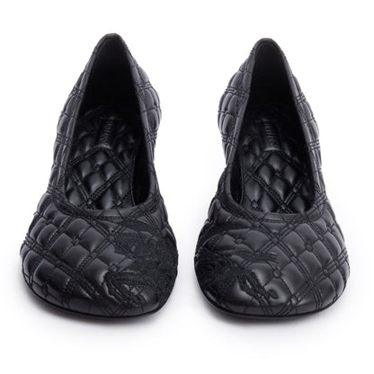 Burberry Black Quilted Nappa Leather Baby Pumps, Size 37.5