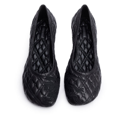 Burberry Black Quilted Nappa Leather Baby Pumps, Size 37.5