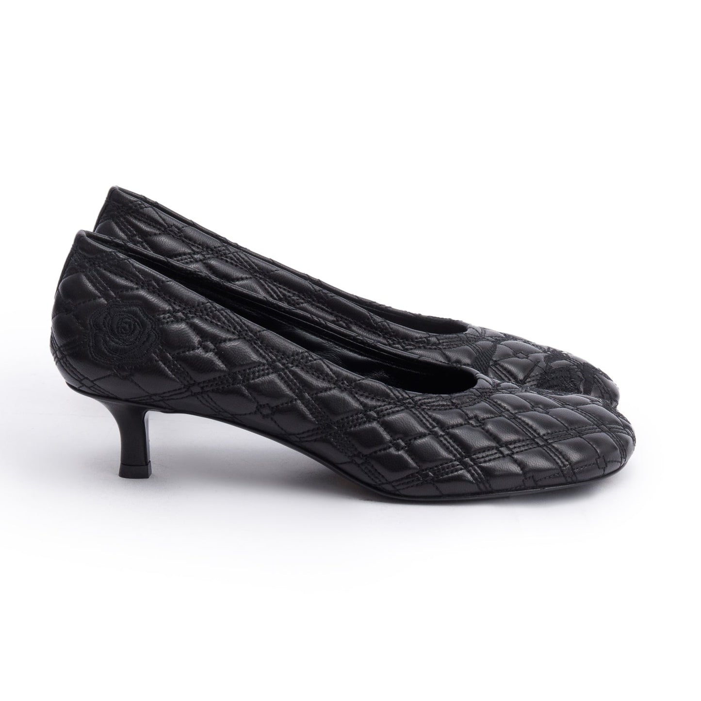 Burberry Black Quilted Nappa Leather Baby Pumps, Size 37.5