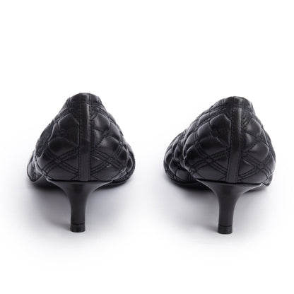 Burberry Black Quilted Nappa Leather Baby Pumps, Size 37.5