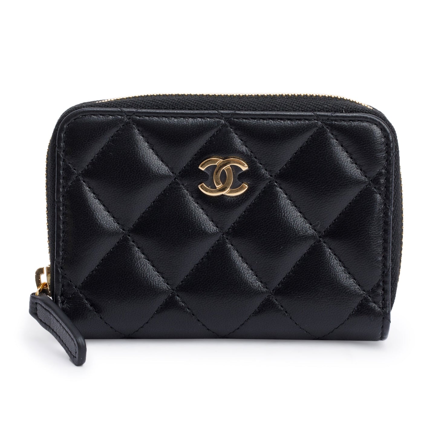 Chanel 2020 Black Lambskin Leather Classic Zipped Coin Purse