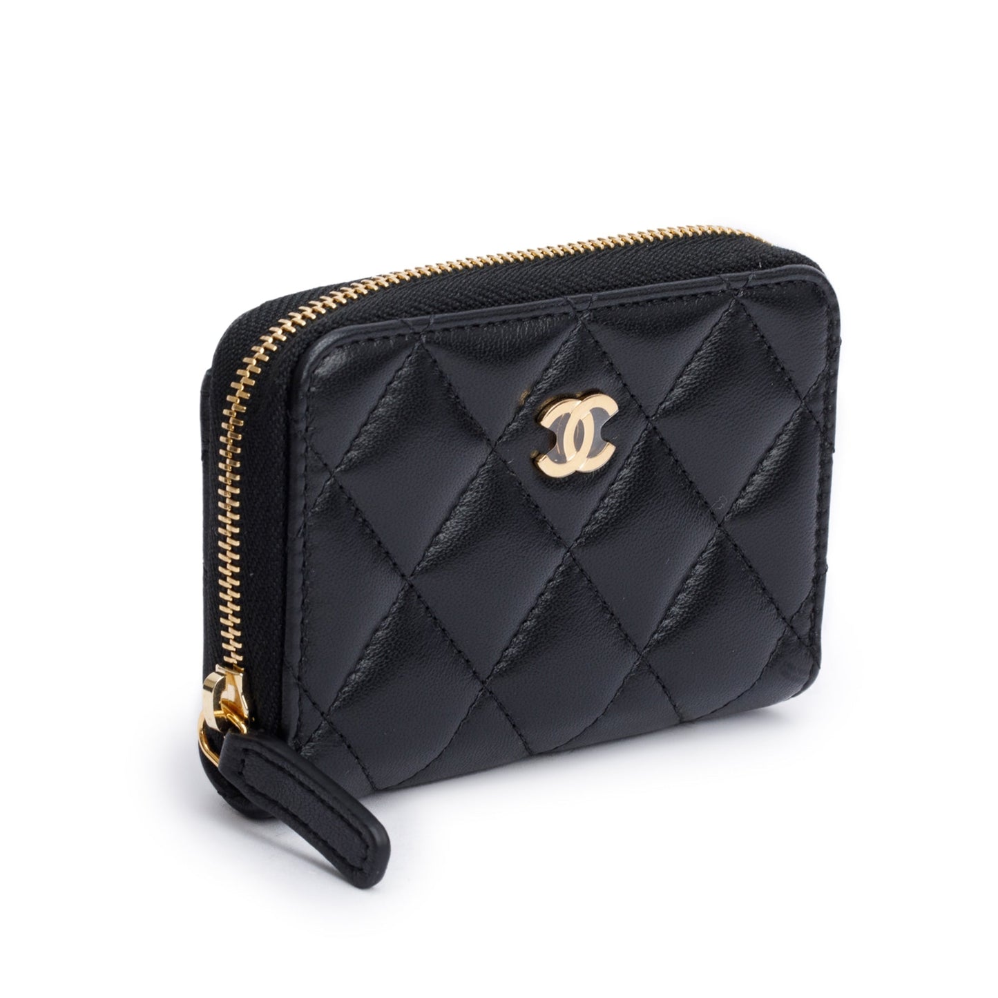 Chanel 2020 Black Lambskin Leather Classic Zipped Coin Purse
