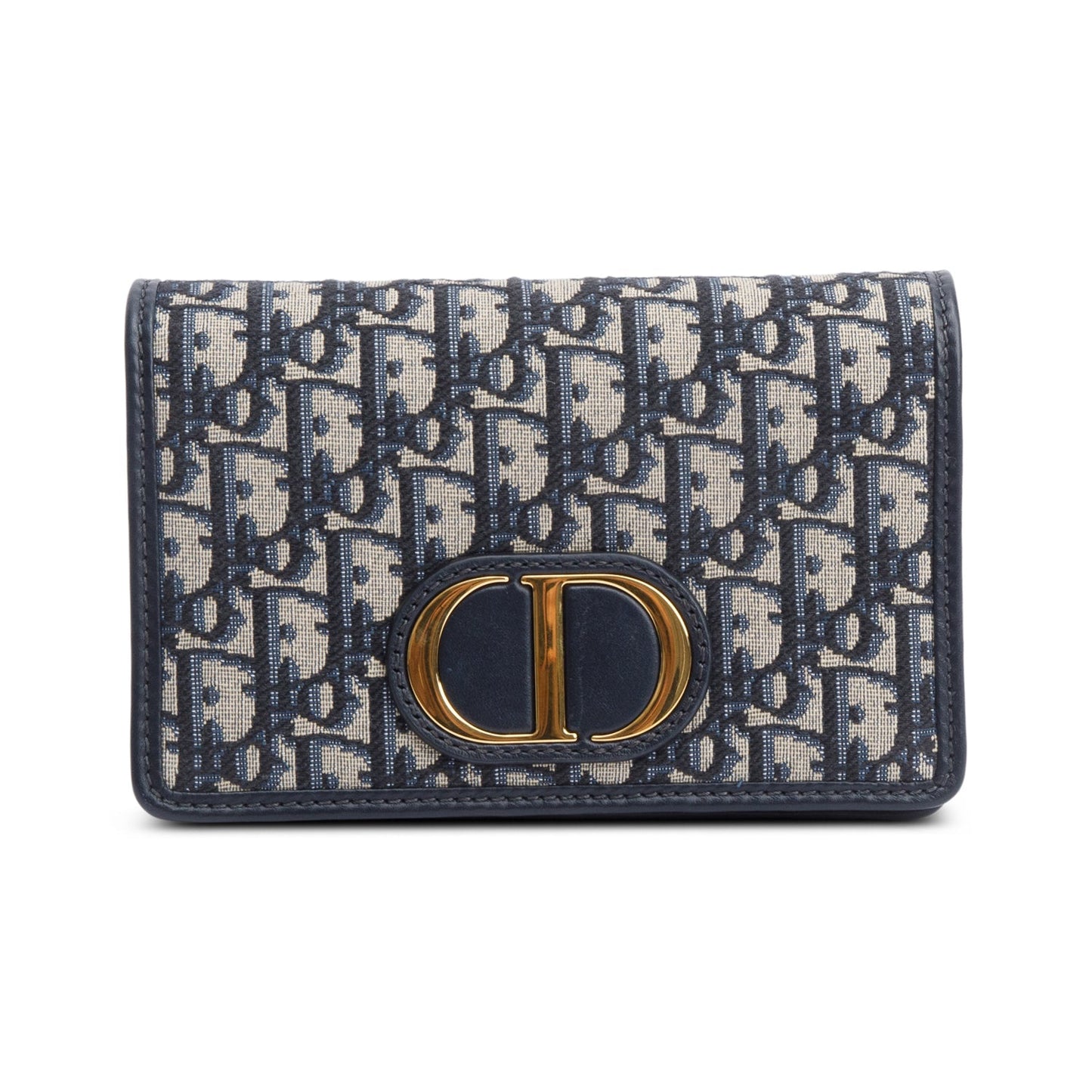 Christian Dior 2022 Navy Oblique 30 Montaigne 2-In-1 Pouch Bag