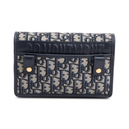 Christian Dior 2022 Navy Oblique 30 Montaigne 2-In-1 Pouch Bag