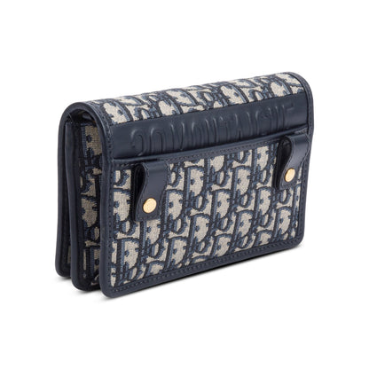 Christian Dior 2022 Navy Oblique 30 Montaigne 2-In-1 Pouch Bag