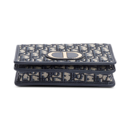 Christian Dior 2022 Navy Oblique 30 Montaigne 2-In-1 Pouch Bag