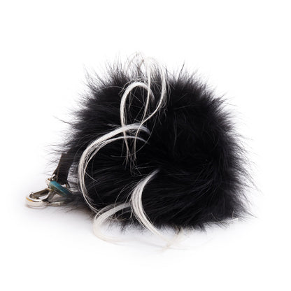 Fendi Black/Red/White Leather Monster Eye Mink Fox Fur Bag Charm