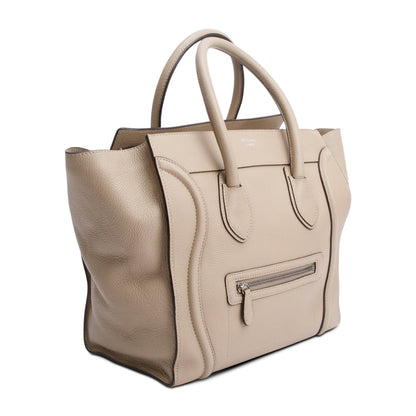 Celine Taupe Drummed Calfskin Leather Mini Luggage Tote
