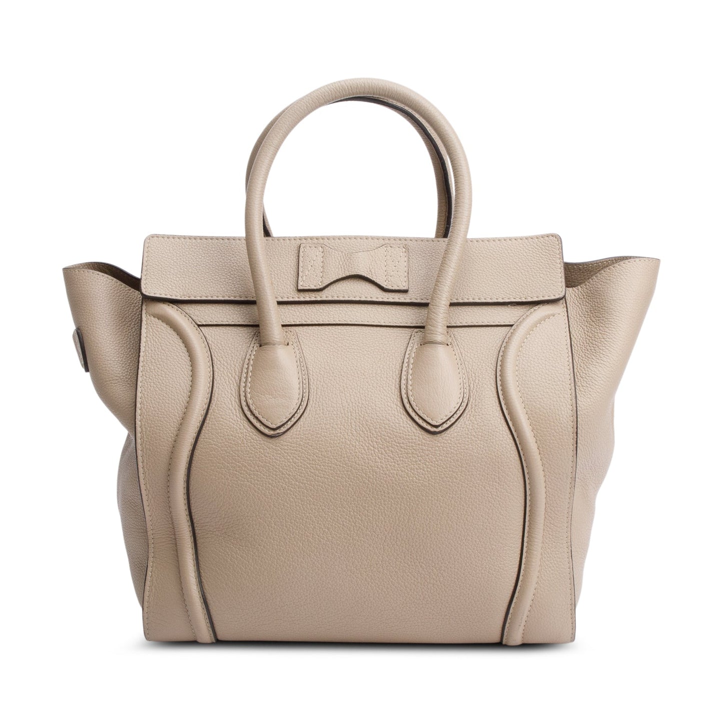 Celine Taupe Drummed Calfskin Leather Mini Luggage Tote