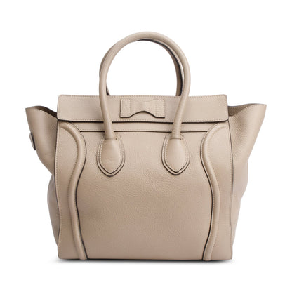 Celine Taupe Drummed Calfskin Leather Mini Luggage Tote