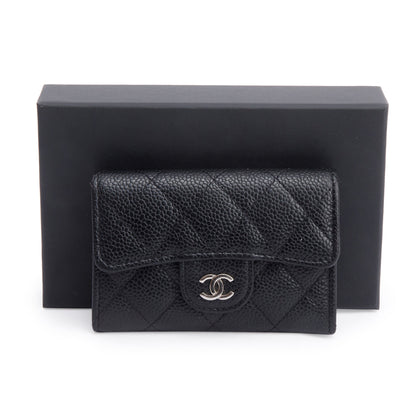 Chanel 2021 Black Quilted Caviar Leather Classic Flap Card Holder