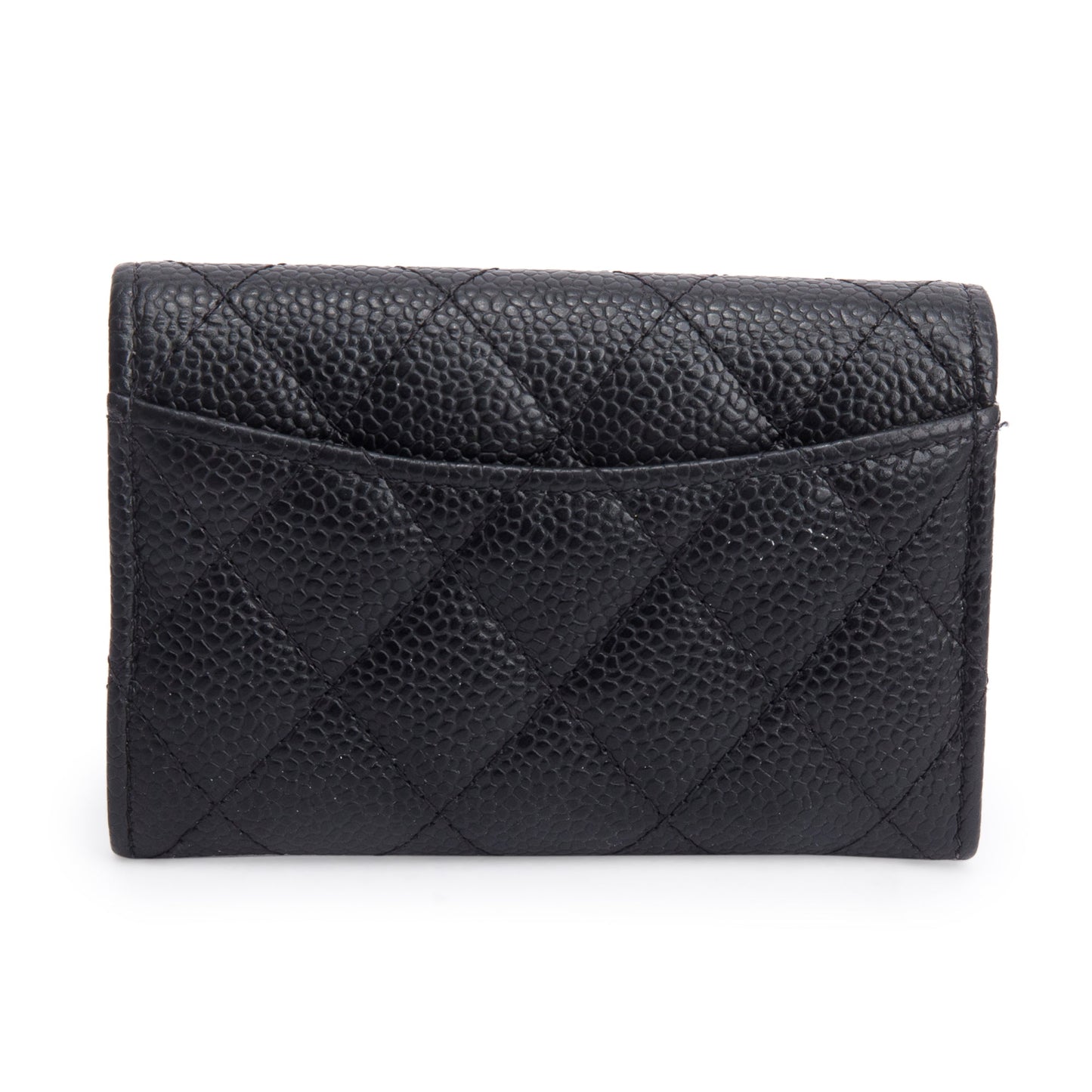 Chanel 2021 Black Quilted Caviar Leather Classic Flap Card Holder