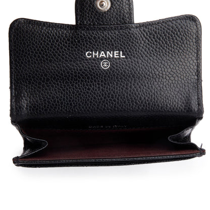 Chanel 2021 Black Quilted Caviar Leather Classic Flap Card Holder