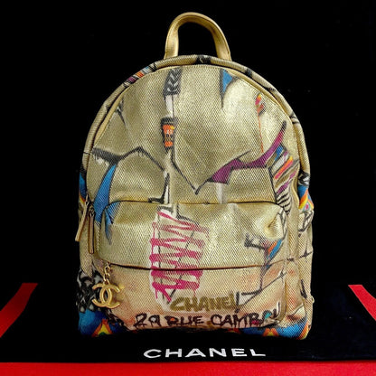 CHANEL Backpack PVC coated canvas gold