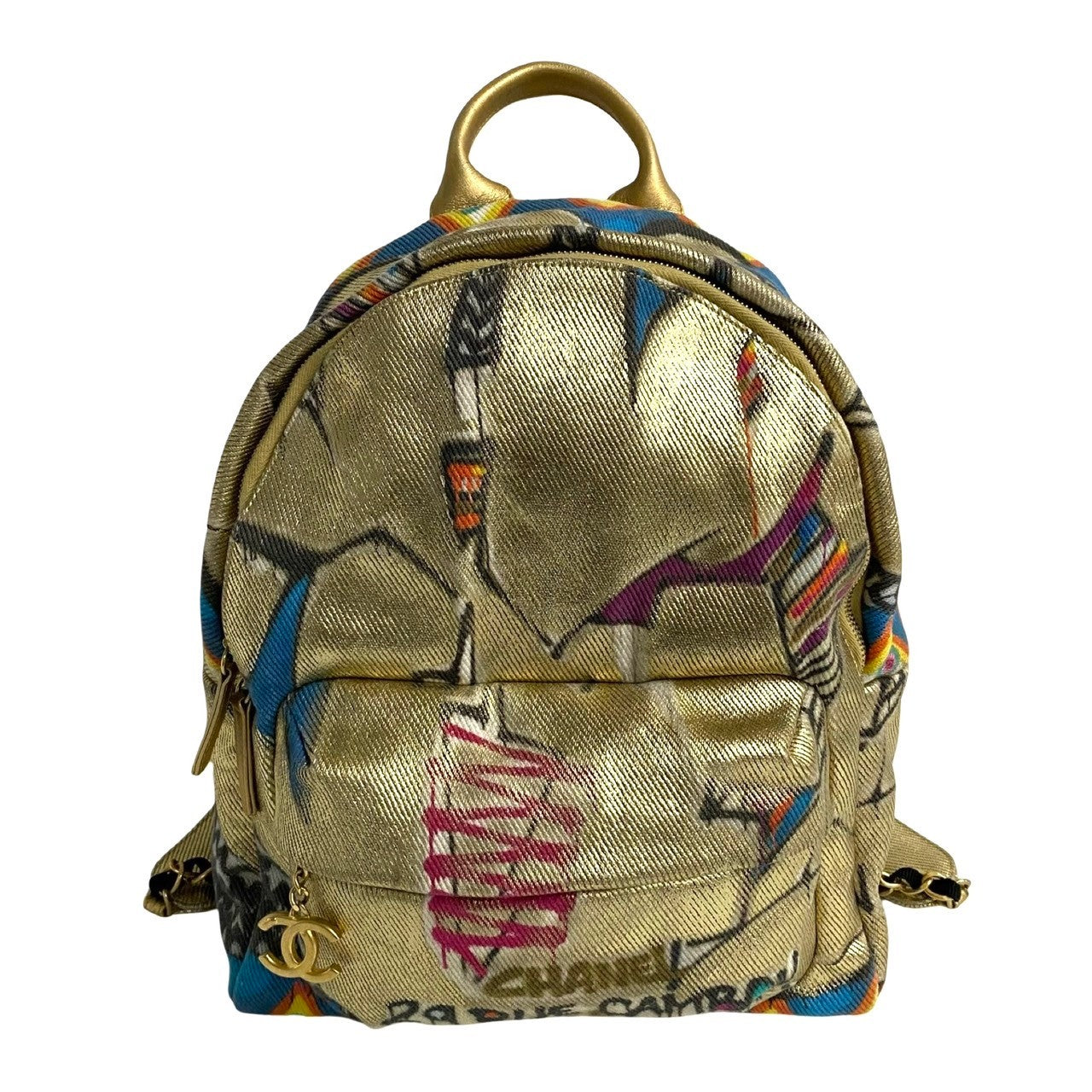 CHANEL Backpack PVC coated canvas gold