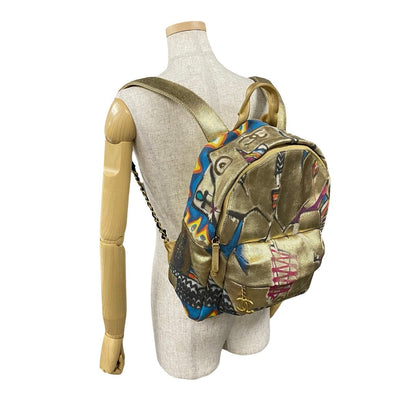 CHANEL Backpack PVC coated canvas gold