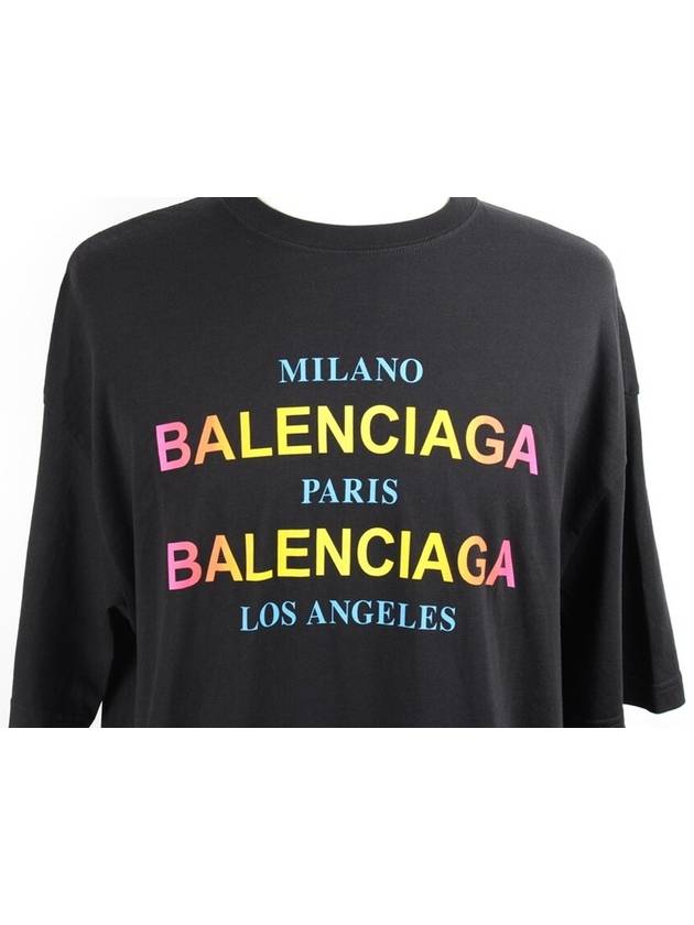 Luxury Balenciaga Trending 2025 Rainbow logo short sleeve t shirt S