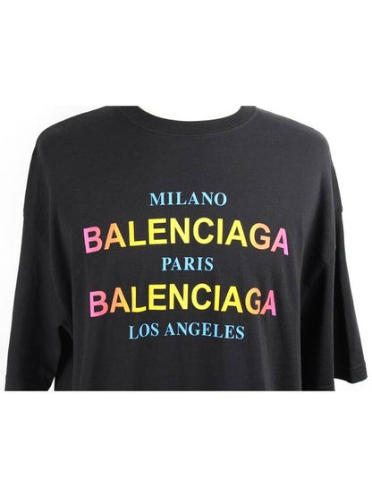 Luxury Balenciaga Trending 2025 Rainbow logo short sleeve t shirt S