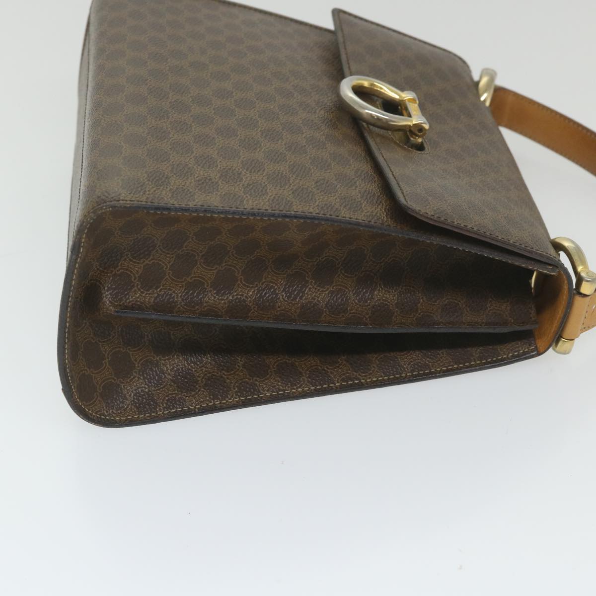 Luxury CELINE Macadam Canvas Hand Bag PVC Leather Brown  59942