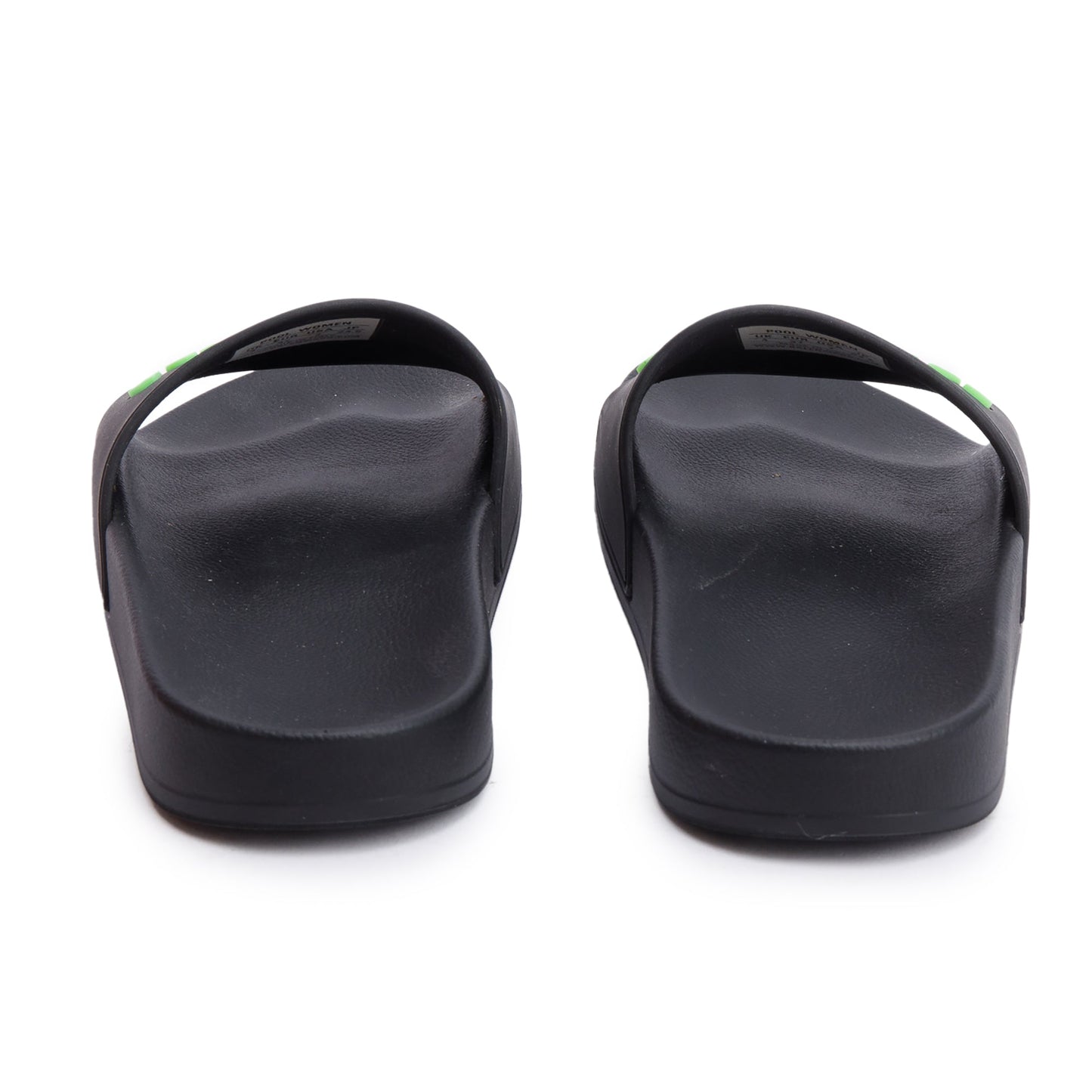 Balenciaga Black Rubber Printed Logo Pool Slide Sandals, Size 37