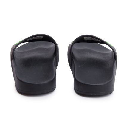 Balenciaga Black Rubber Printed Logo Pool Slide Sandals, Size 37