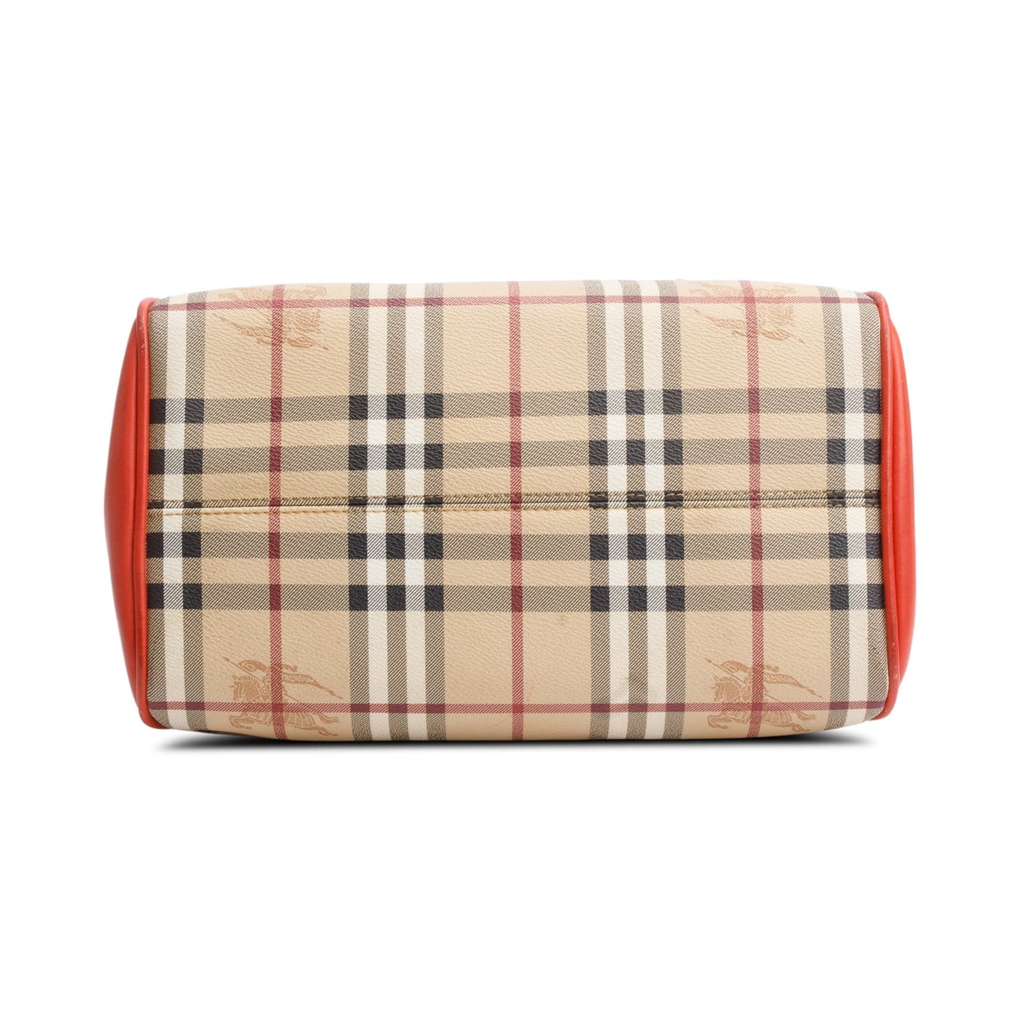 Burberry Orange Leather Haymarket Check  Small Blaze Satchel