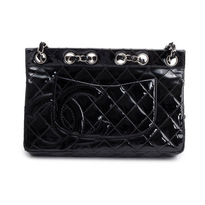 Chanel Black Quilted Patent Leather Chain Through Flap Bag