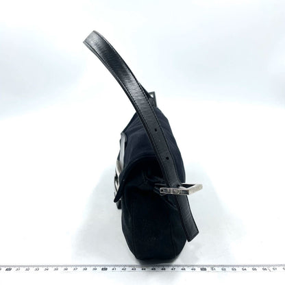 FENDI Baguette Vintage Black Cloth Silver Hardware