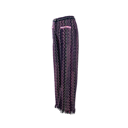 Chanel 21p Size 34 Pants Tweed Navy Blue/Purple/Pink