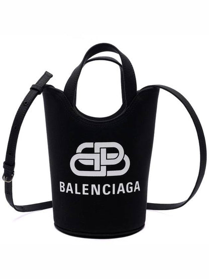 Luxury Balenciaga Trending 2025 Logo Wave Bucket Tote Bag Black