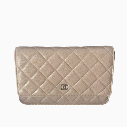 Chanel Wallet on Chain WOC Beige with Silver hardware