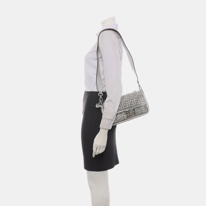 Fendi Baguette Medium Fendi x Nicki Minaj Silver PVC and Leather with Glitter Sequins Crossbody Bag