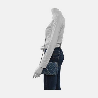 Chanel Wallet on Chain Blue Denim Full Flap Wild Stitch Silver Hardware 2018-2019