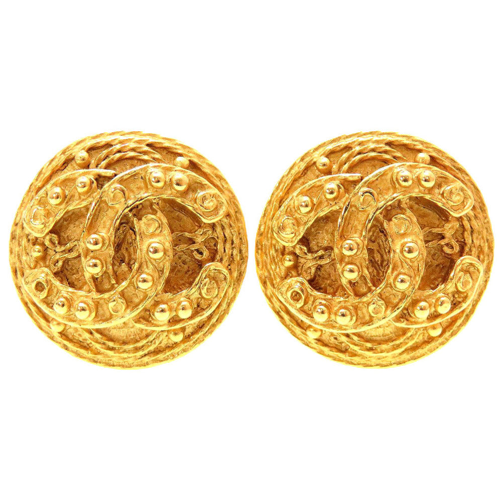 CHANEL Earring metal gold vintage COCO Mark Women