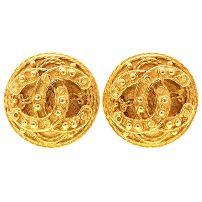 CHANEL Earring metal gold vintage COCO Mark Women