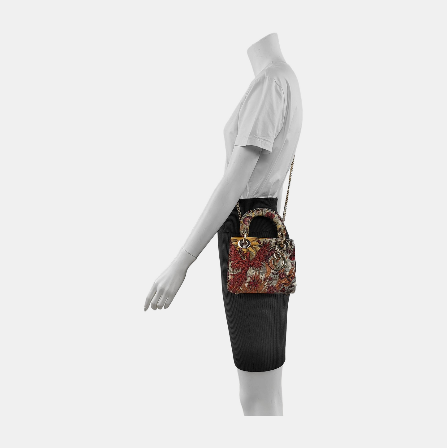 Lady Dior Mini Embroidered Phoenix Cloth Multicolor Handbag