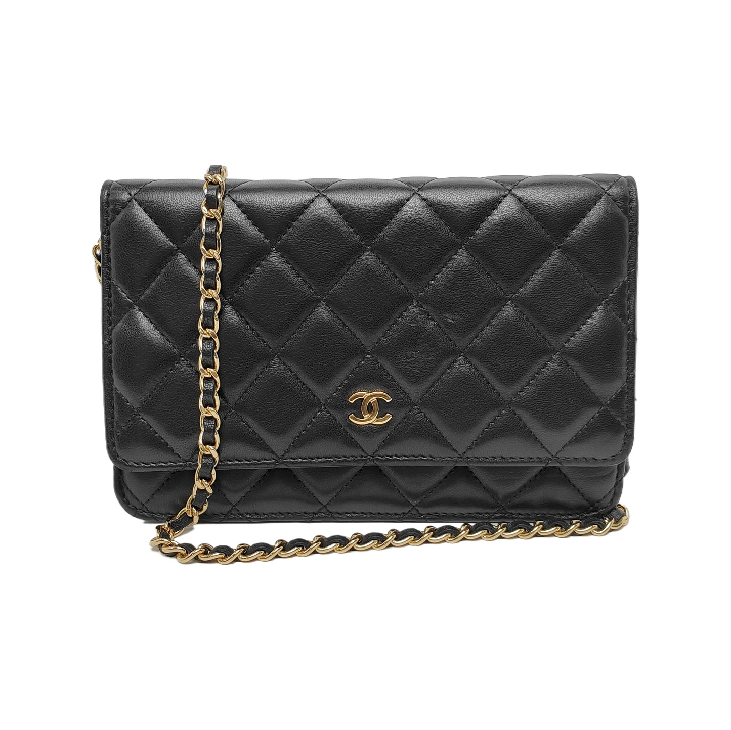 Chanel Wallet on Chain Classic Flap Black Lambskin Leather Gold Hardware