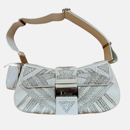 Dior Limited Edition Rare Columnbus Dior Strict Chic White Rhinestones Bag