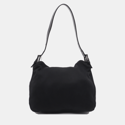 FENDI Baguette Vintage Black Cloth Silver Hardware