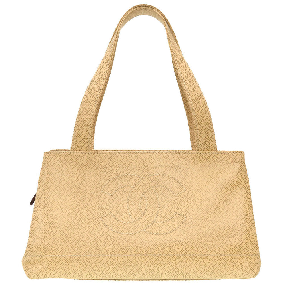 CHANEL Tote Bag Caviar skin beige COCO Mark Women