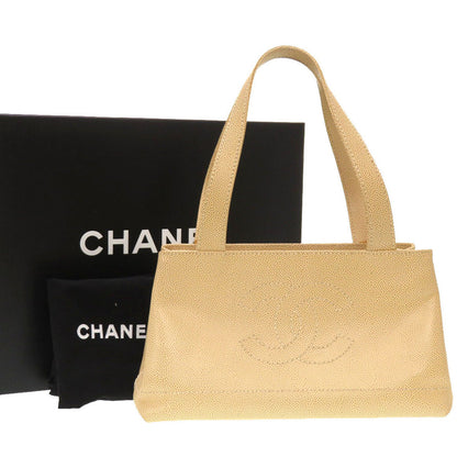 CHANEL Tote Bag Caviar skin beige COCO Mark Women
