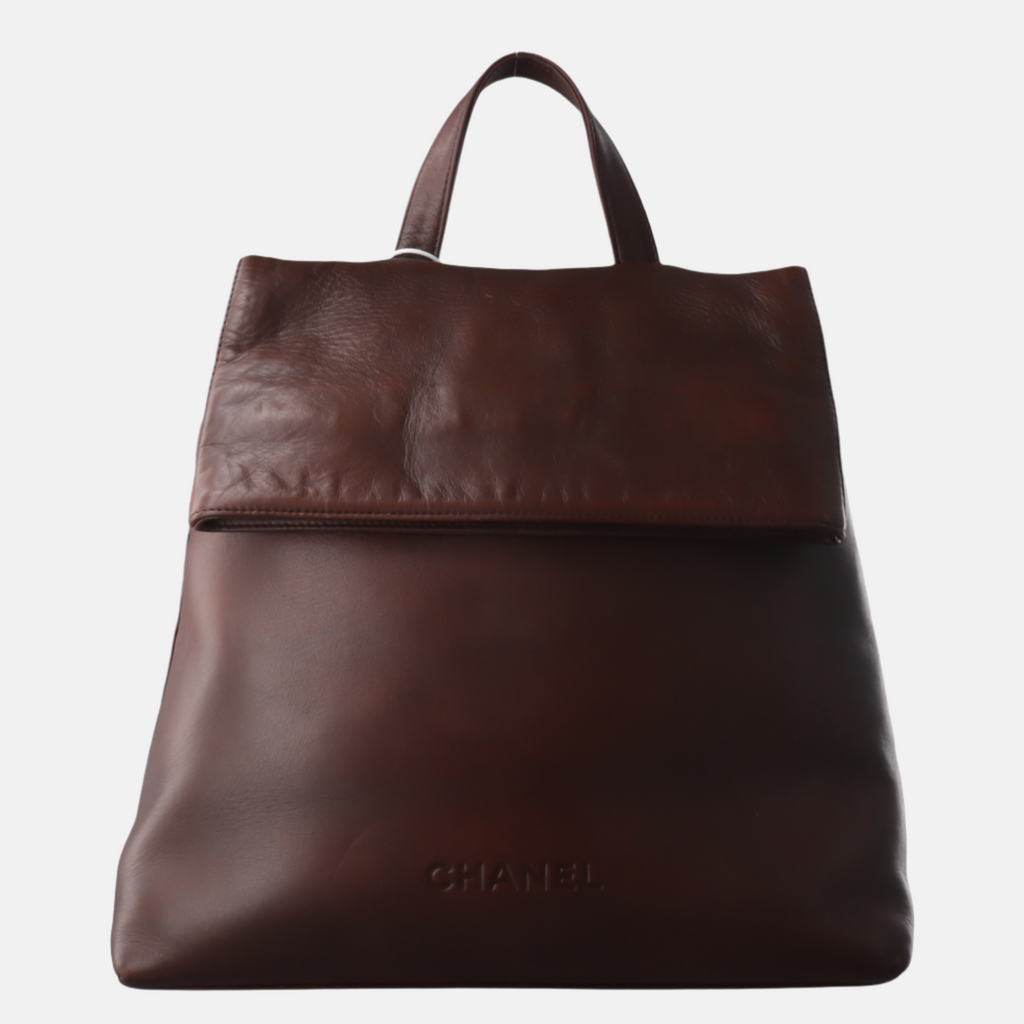Chanel Vintage Backpack Tan Brown Calfskin Leather
