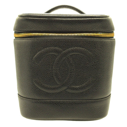 CHANEL Handbag Caviar skin black vanity vertical Women
