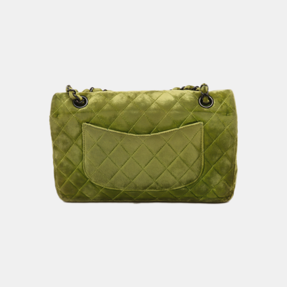 Chanel Classic Flap Medium Green Velvet Black Hardware, 2014-2015