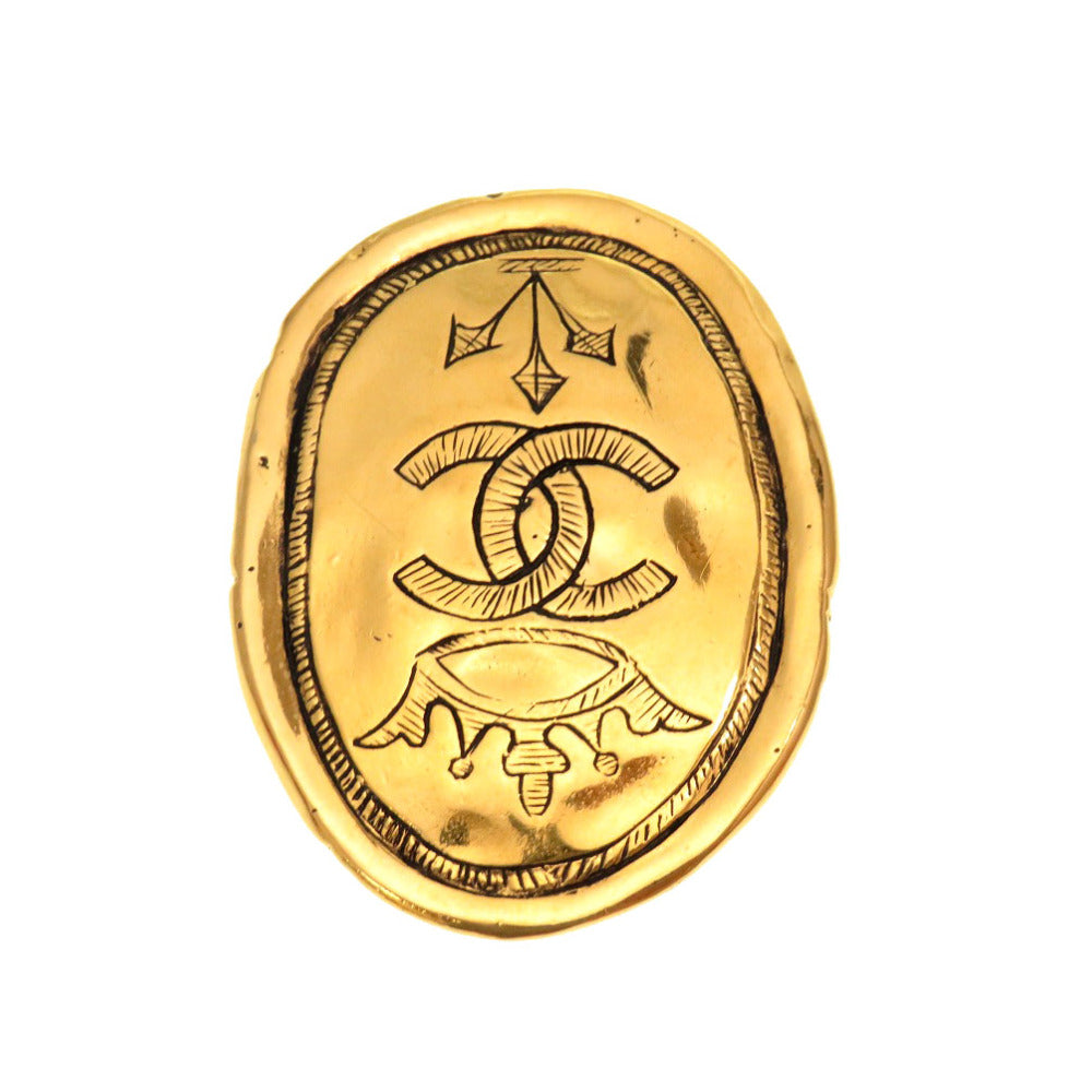 CHANEL Brooch metal gold Crown COCO Mark Vintage Women
