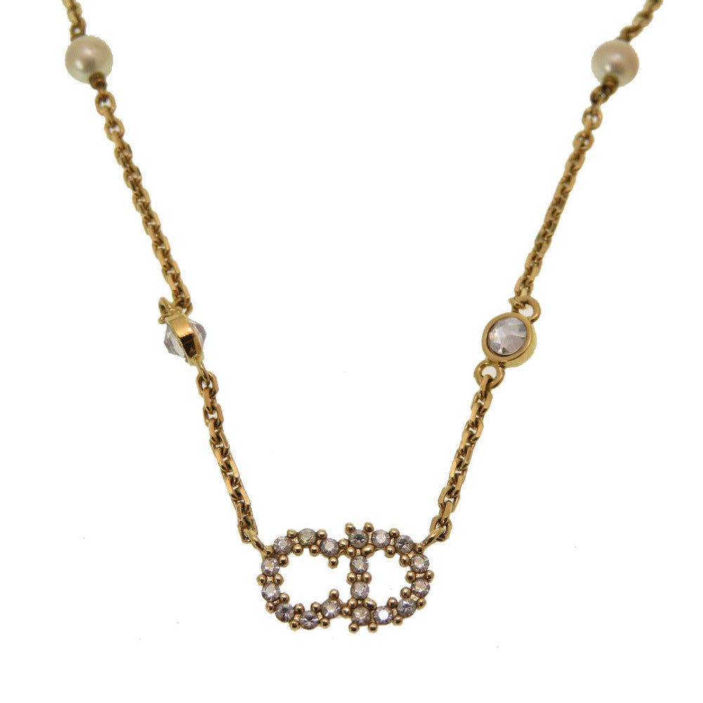 Christian Dior Necklace Stone, Metal gold ClairDLune CD logo Women